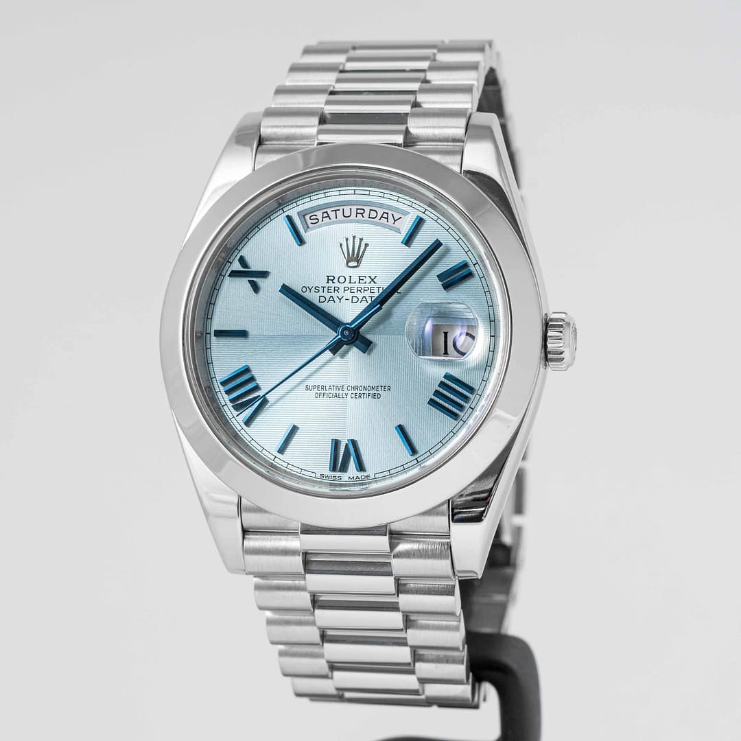 Rolex Day-Date 40 Ice-Blue Quadrant Motif Dial Watch-RX-DAYD-01