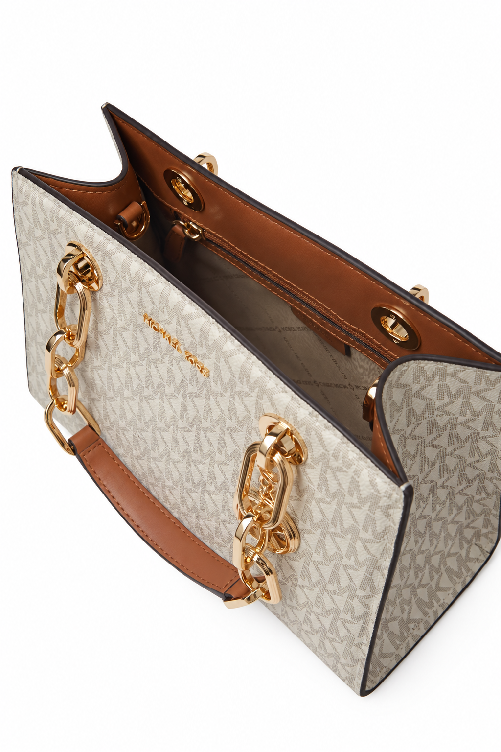 Michael Kors Cynthia Small Satchel Bag - Vanilla Beige Logo Coated Canvas for Women#0029