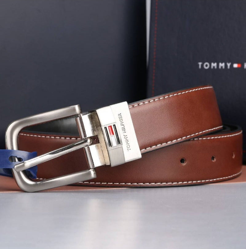 TH Brown Leather Wallet-Belt Set For Men 4#