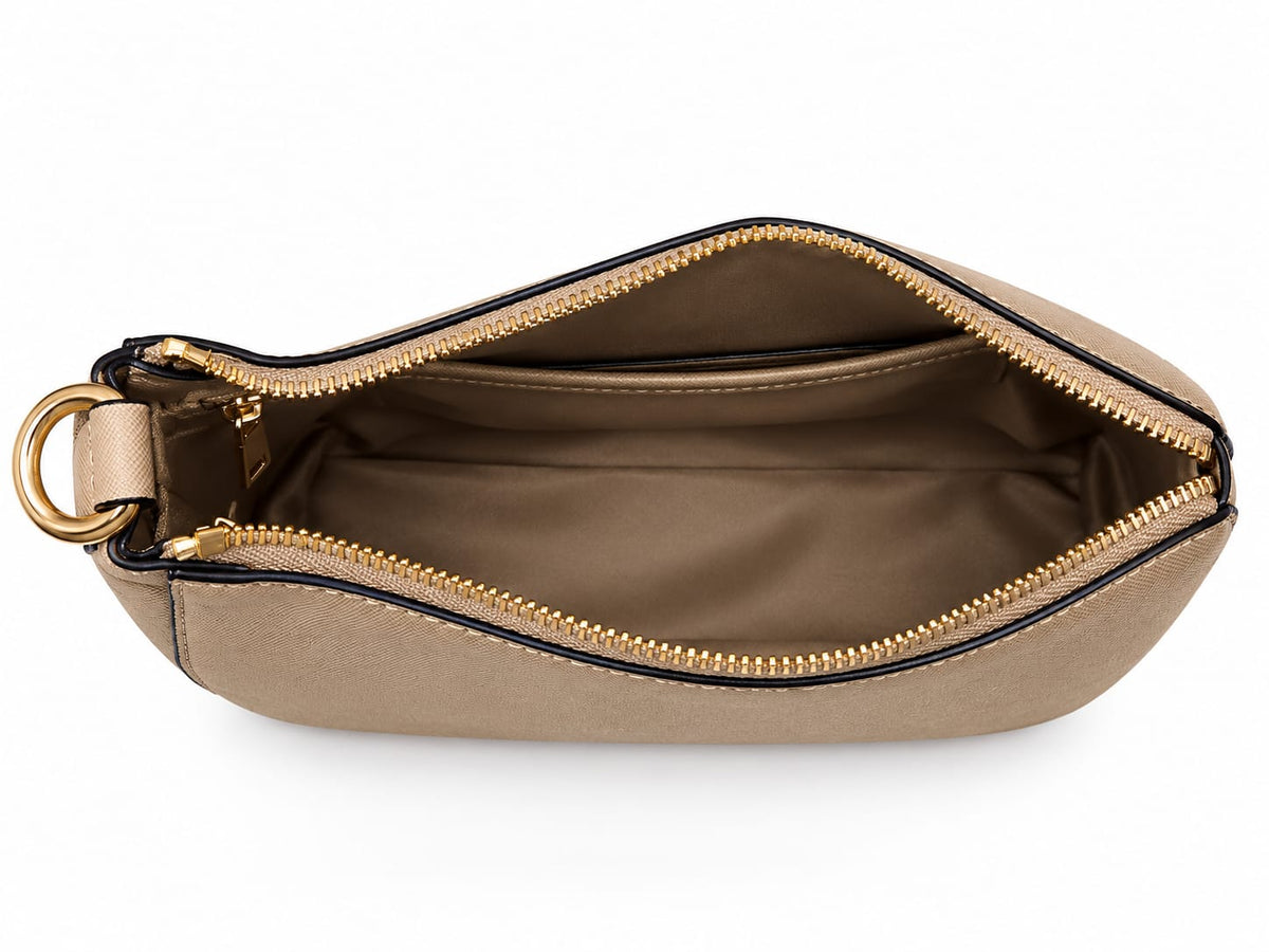 Women's Beige/Taupe Handbag with Two Interchangeable Straps#0070