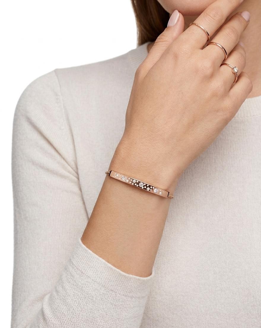 Elegant Rose Gold Adjustable Bracelet with Shimmering Circular Details – Contemporary Luxury Design for Women#029
