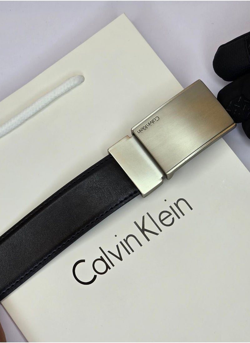 CK Black Leather Wallet-Belt Set For Men #9