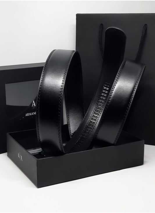 AX Black Leather Belt For Men