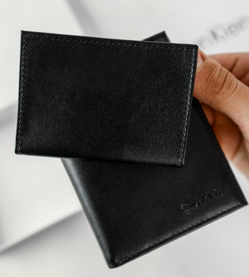 CK Black Leather Wallet-Keychain Set For Men #10