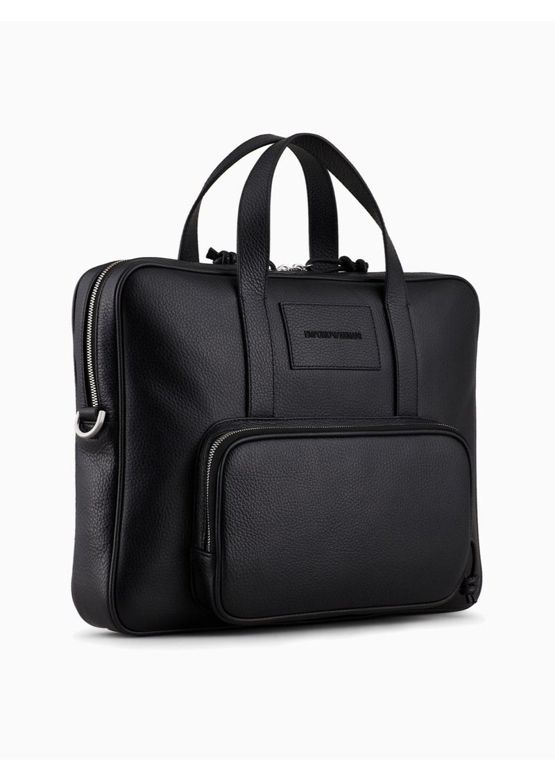 EA Black Leather Laptop Bag For Men #1
