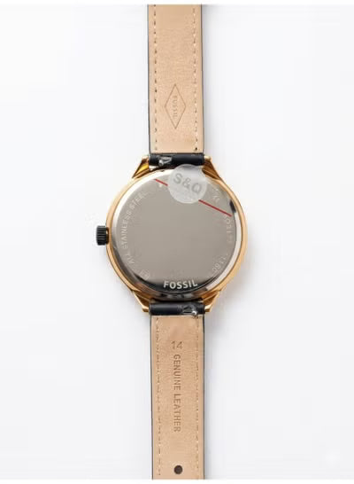 Women’s Leather Strap Watch – BQ33177 Fossil Rose Gold Case with Black Glitter Dial