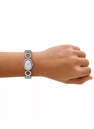 Michael Kors MK4958 Maude Silver Oval Women’s Watch – Elegant Quartz Stainless Steel Dress Watch