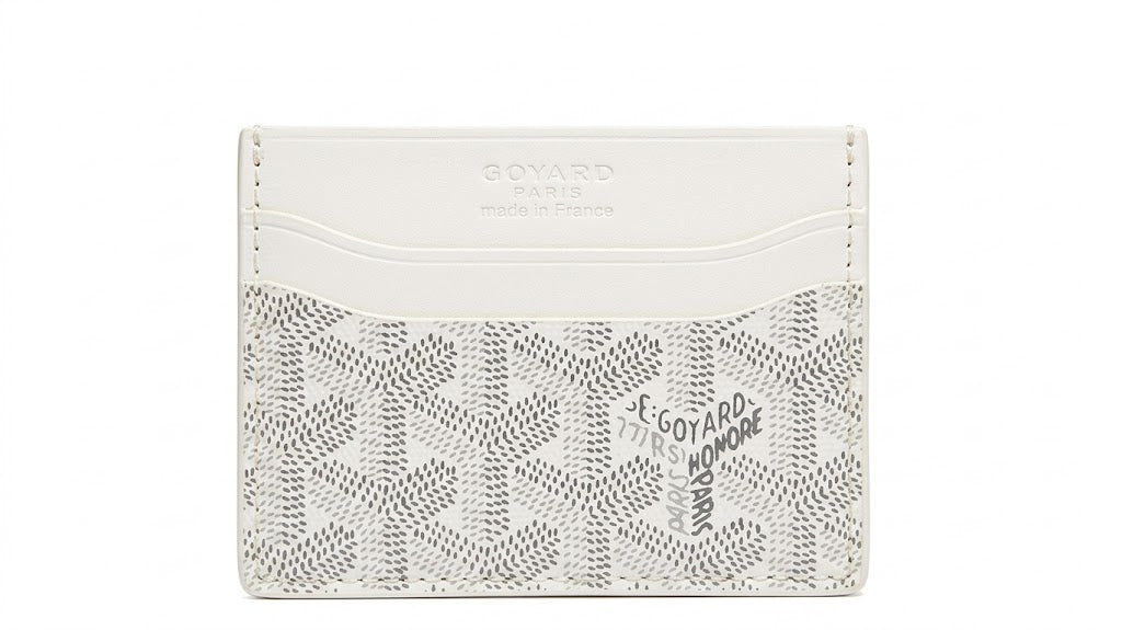Goyard Card Holder with Signature Chevron Pattern and Mustard Yellow Interior – White#4