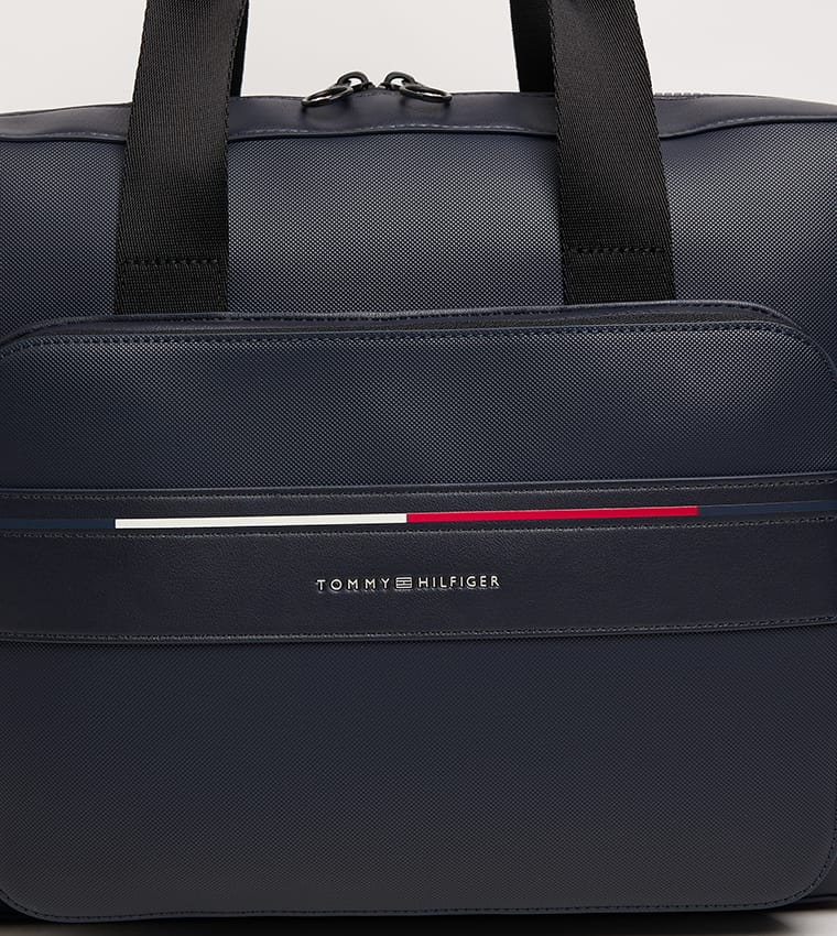 Tommy Hilfiger Navy Laptop Bag for Men – Premium Faux Leather Business Briefcase#NA-1