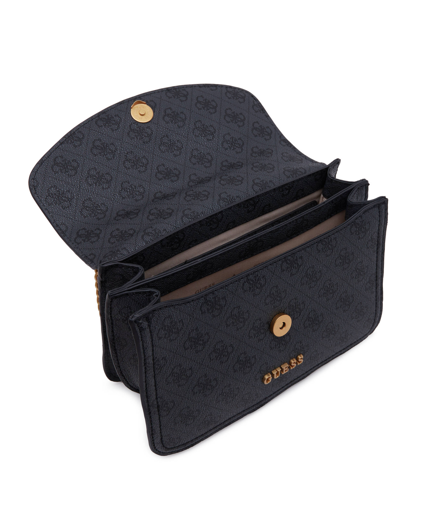 GUESS G James Logo Convertible Crossbody Bag – Black Quilted Faux Leather with Chain Strap