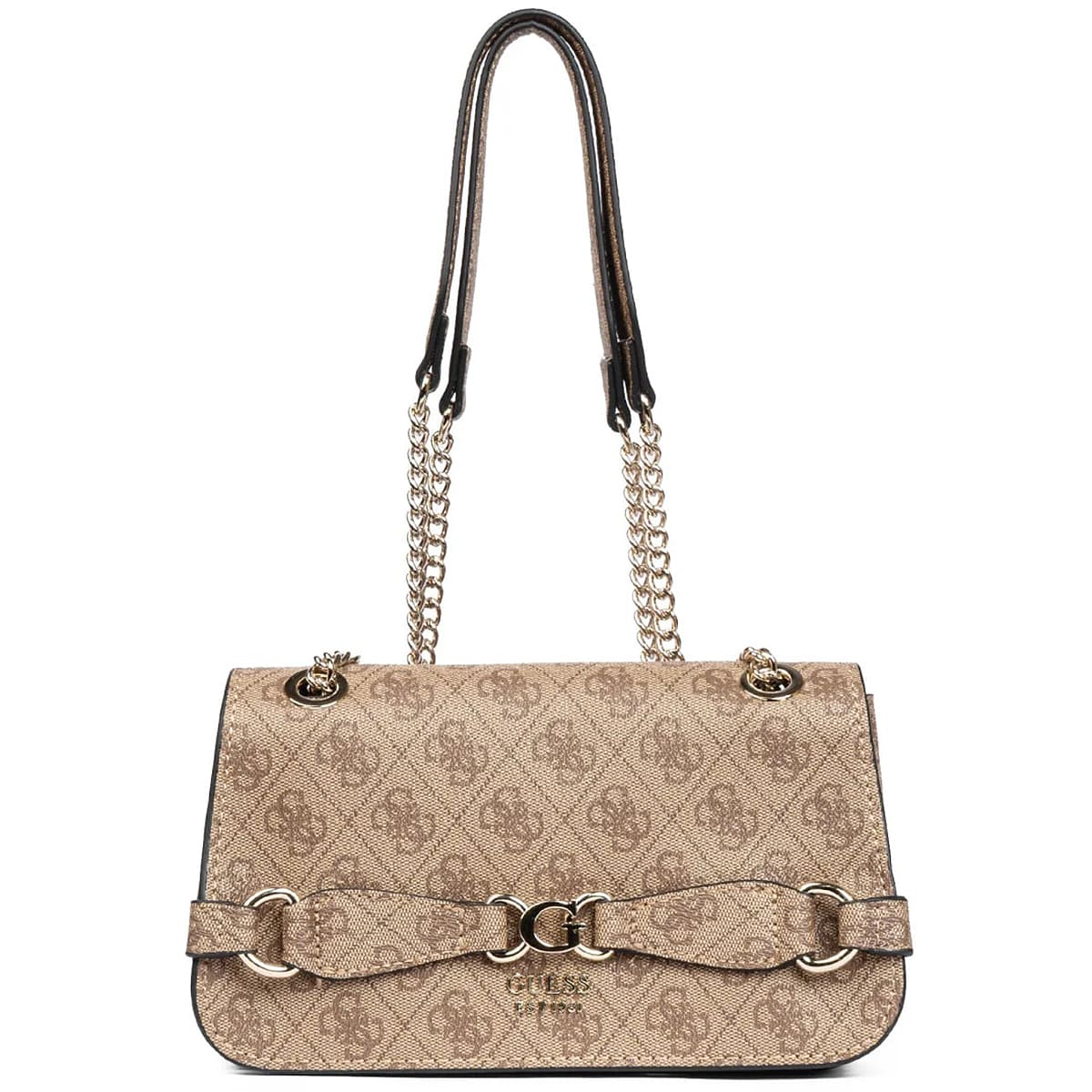 GUESS Beige Women Shoulder Bag – Elegant Printed Leather Envelope Flap Bag#197