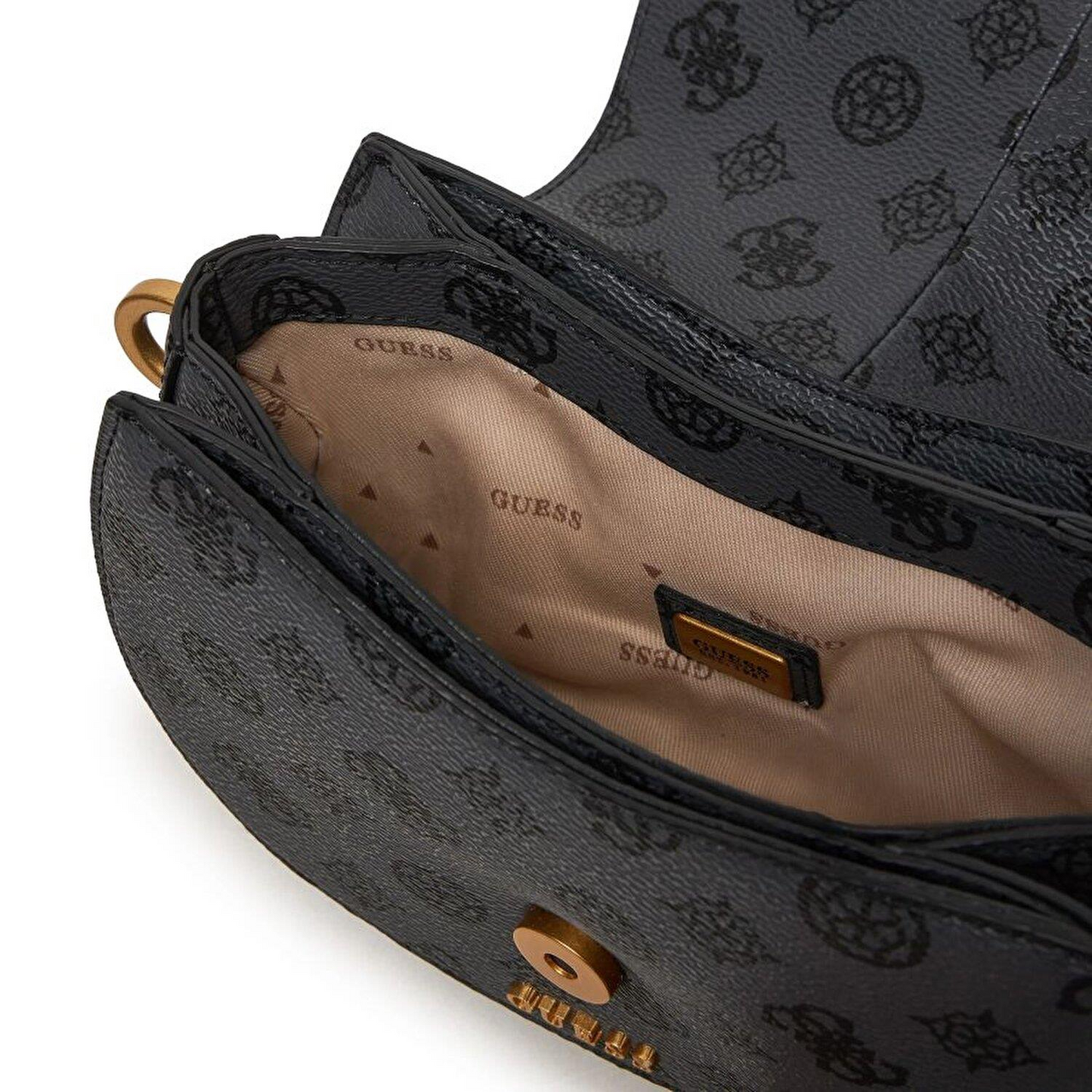 GUESS Women's Zippered Shoulder Bag with Logo Detail – Navy Blue