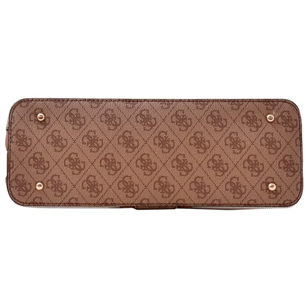 GUESS Kerima Bamboo Top Handle Flap Handbag – Neutral Canvas with 4G Logo