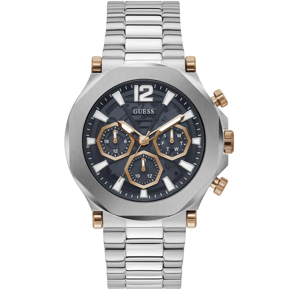 Guess GW0539G1 Men’s Analog Round Watch with Black Dial & Stainless Steel Strap