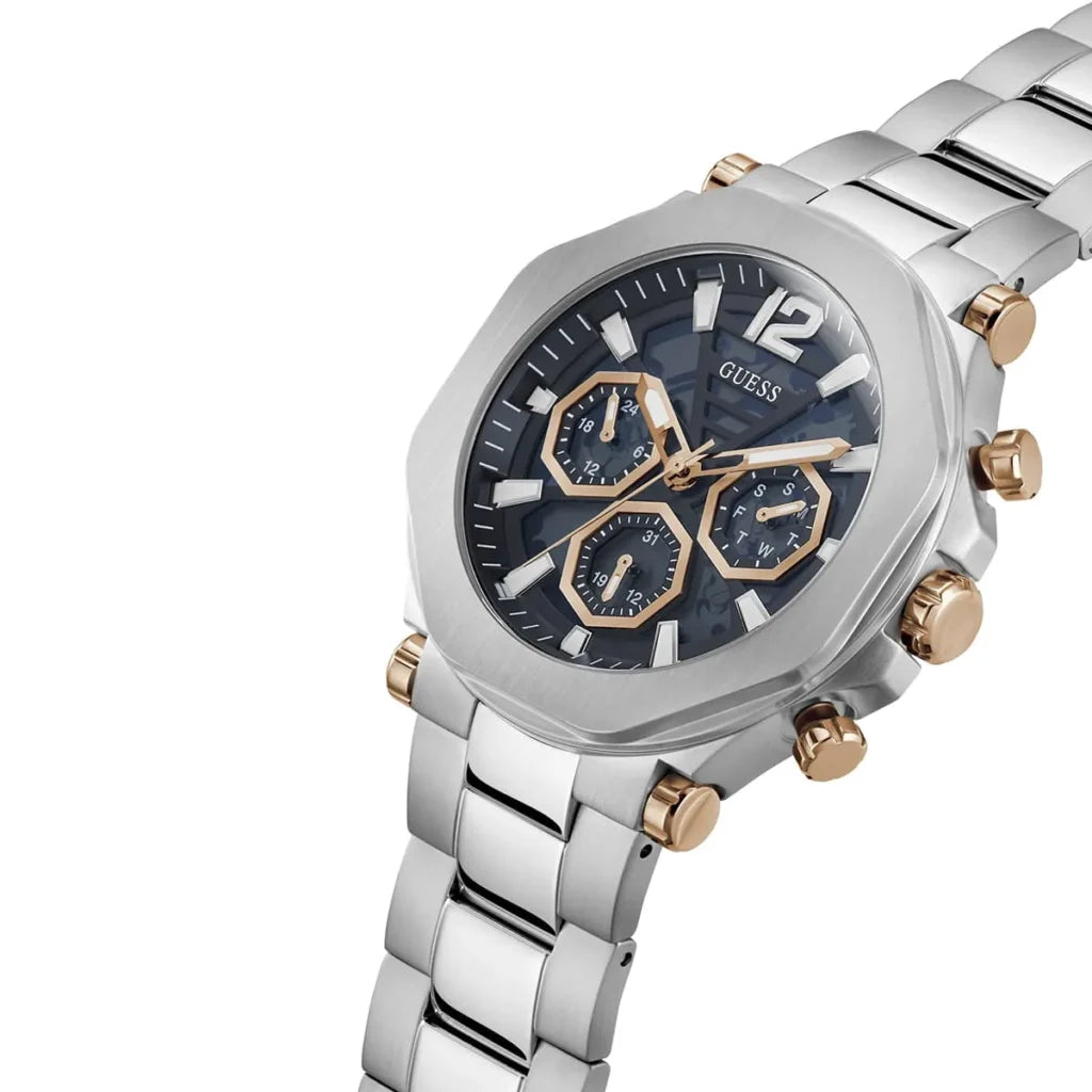 Guess GW0539G1 Men’s Analog Round Watch with Black Dial & Stainless Steel Strap