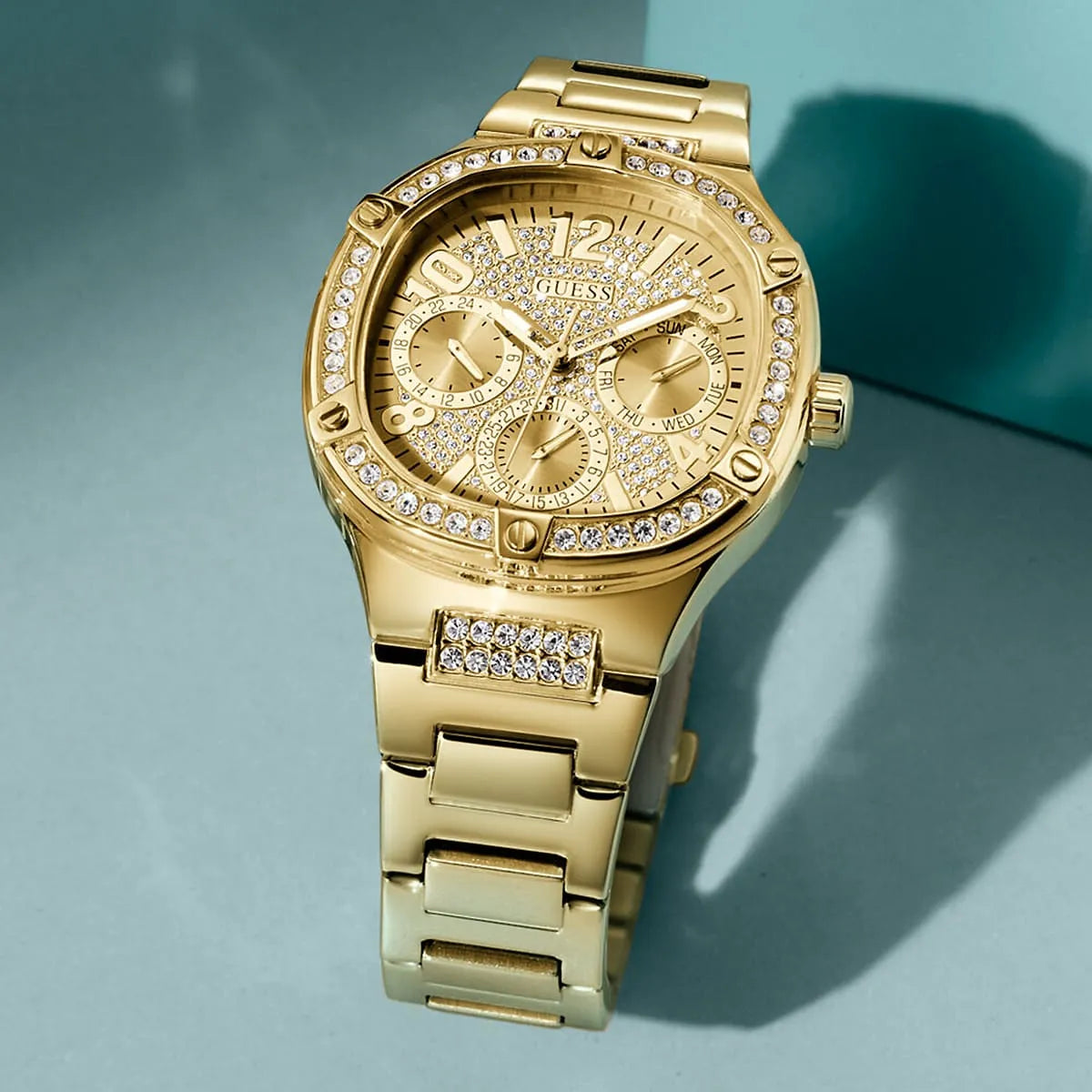 GUESS Duchess Women’s Watch GW0558L2 – Gold Stainless Steel Bracelet, 40mm, Analog Quartz with Date Function