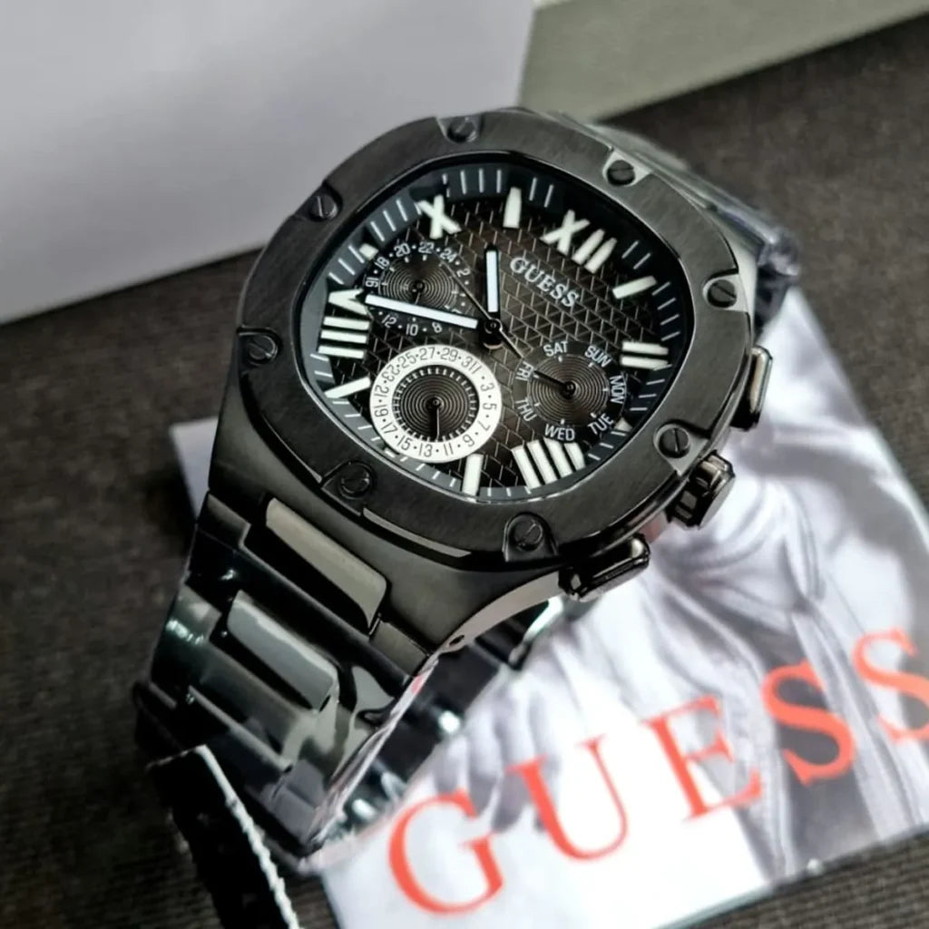 Guess Men’s Watch GW0572G3 – Black Stainless Steel Analog Timepiece with Date Function