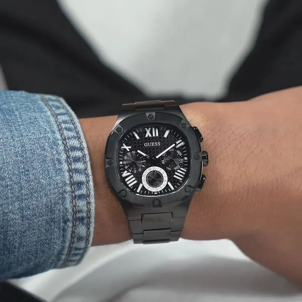 Guess Men’s Watch GW0572G3 – Black Stainless Steel Analog Timepiece with Date Function