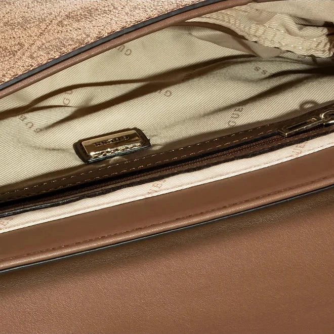 Guess Light Brown Monogram Bag For Women 22#