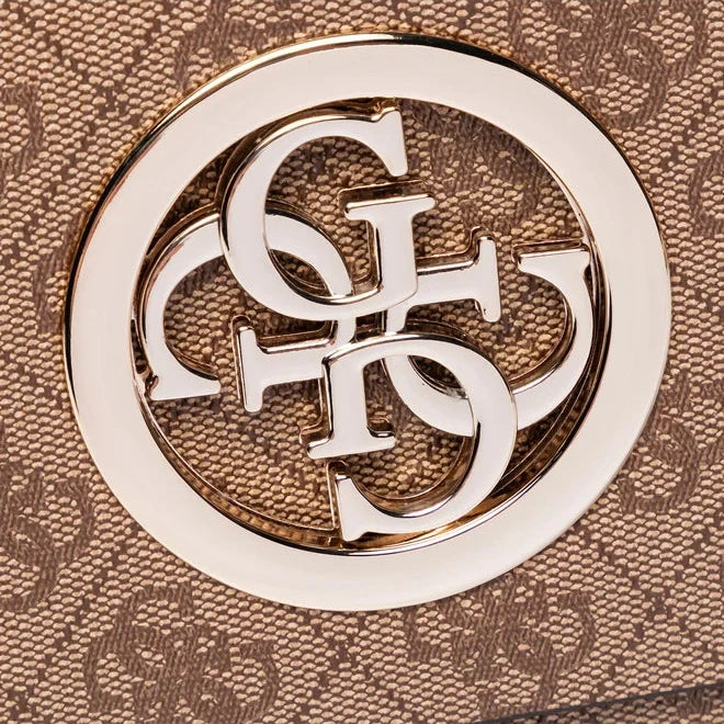 Guess Light Brown Monogram Bag For Women 22#