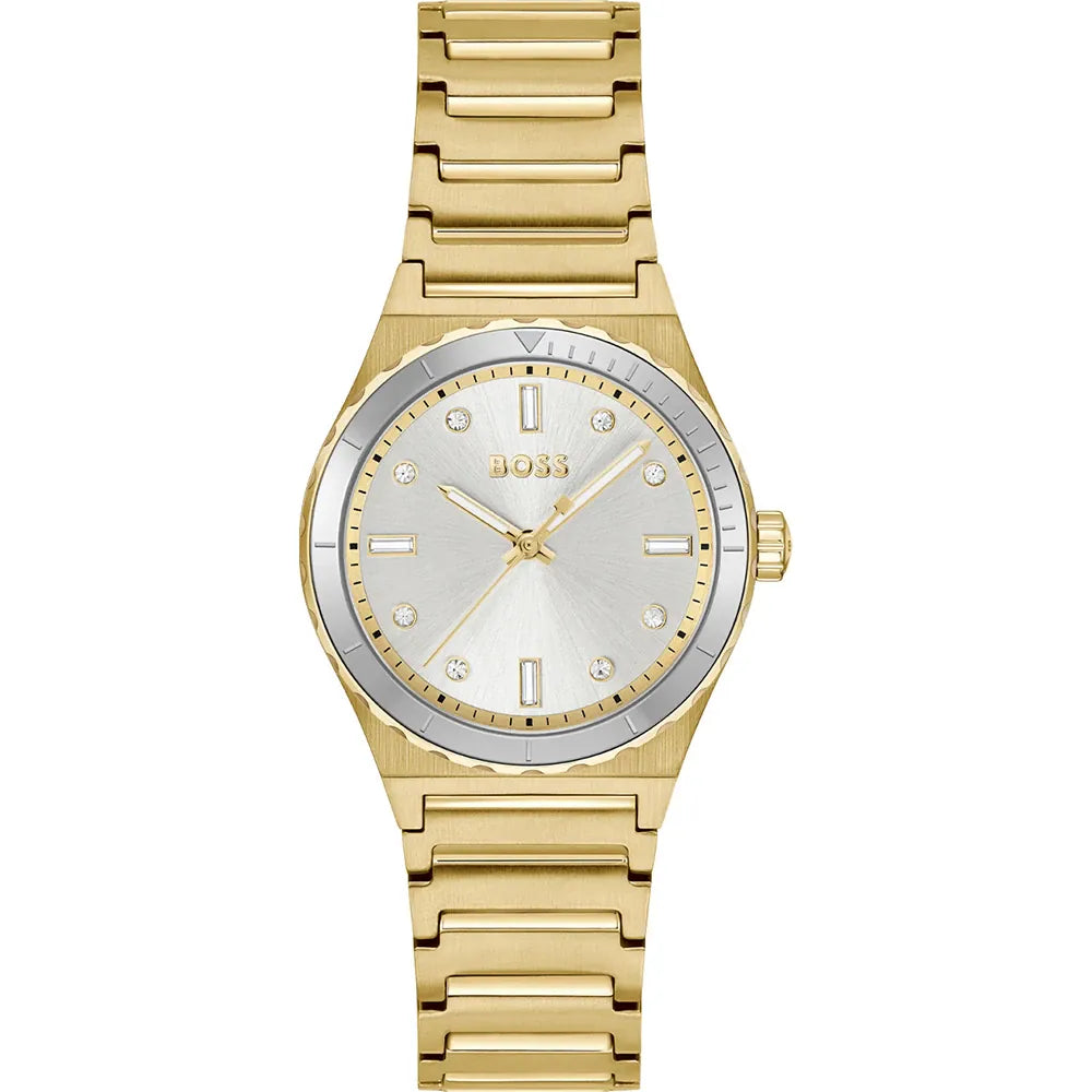 HUGO BOSS Candor Sport Women’s Watch – Gold Stainless Steel with Silver Dial | 35mm Elegant Design | Model 1502789