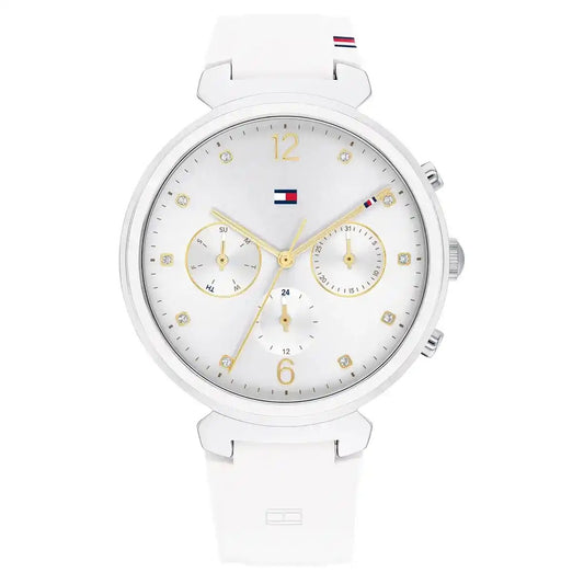 Tommy Hilfiger Ivy Women's Watch – White Dial with White Silicone Strap (Model 1782342)