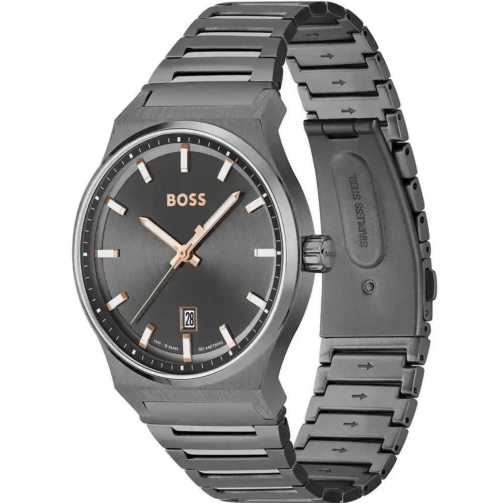 Hugo Boss Candor Men's Watch – Grey Dial with Stainless Steel Bracelet (Model 1514078)