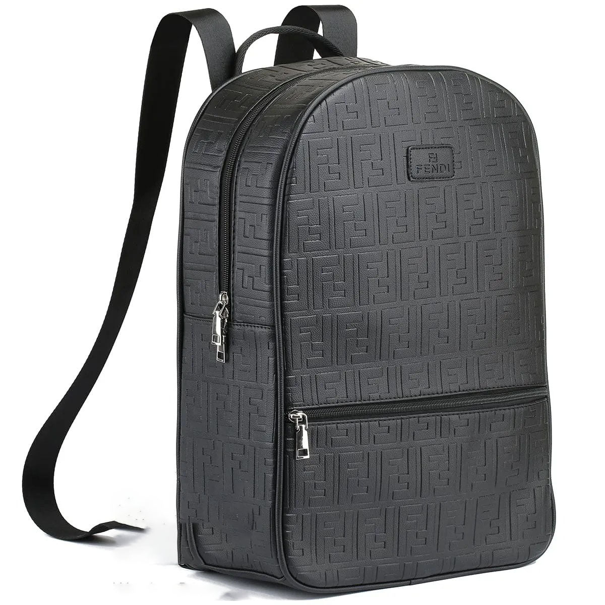 Fendi Men’s Black Leather Laptop Backpack – Elegant & Functional Design