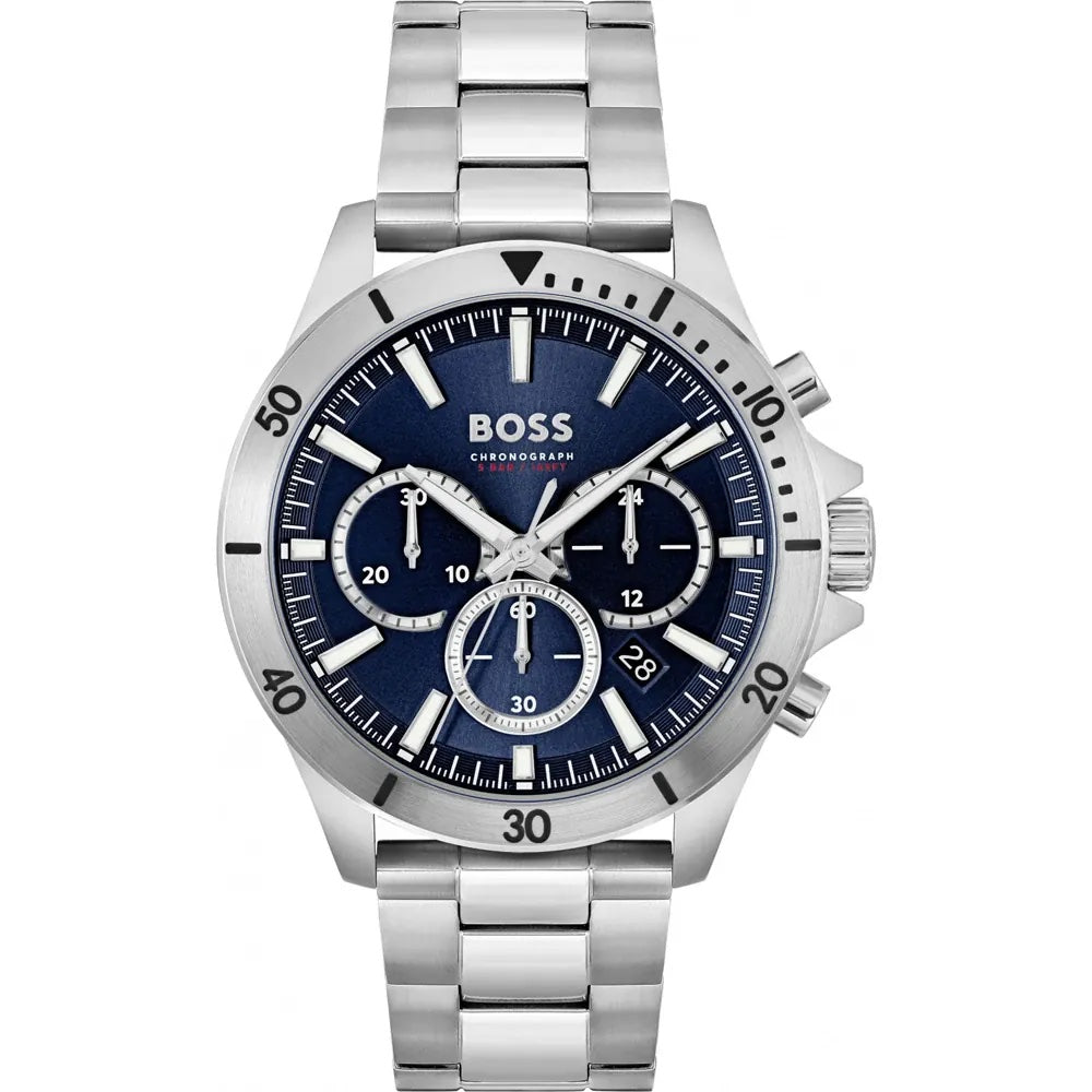 Hugo Boss Men’s Watch – Model 1514069 | Elegant Silver Stainless Steel with Blue Dial