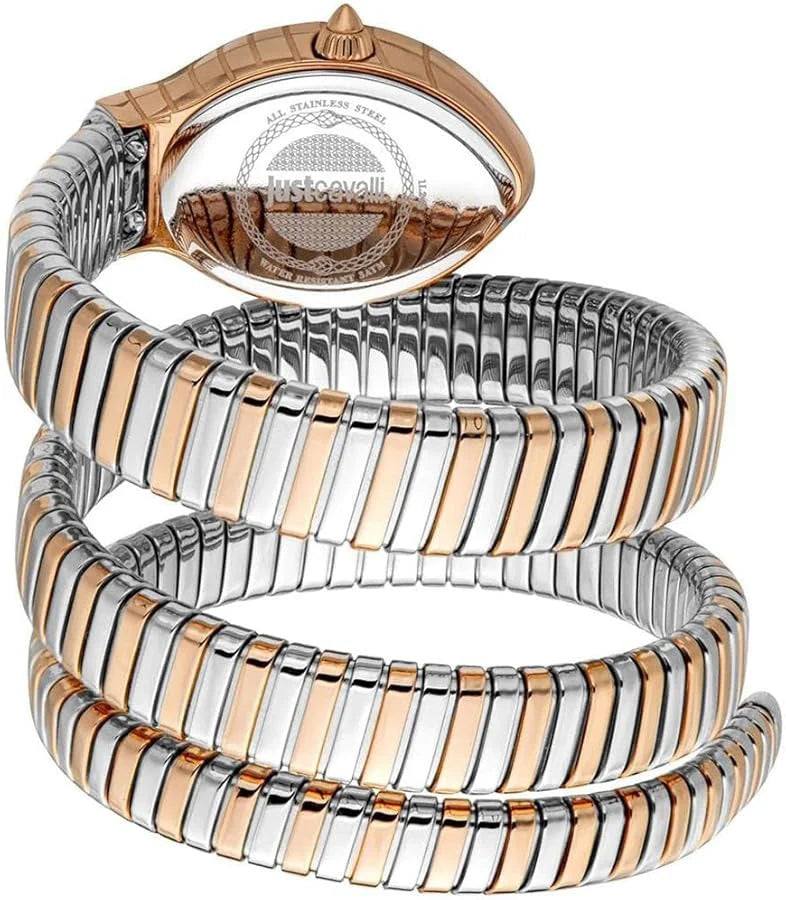 Just Cavalli Classico Lungo Women’s Watch JC1L248M0075 – Silver Dial, Two-Tone Stainless Steel Strap, Luxury Fashion Watch