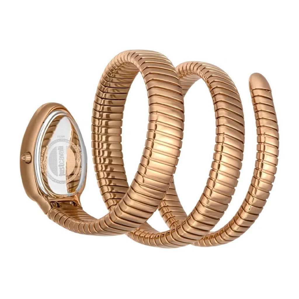 Just Cavalli Glam Evo 9 Women’s Watch JC1L224M0055 – Green Dial, Rose Gold Stainless Steel Strap, Signature Snake Luxury Watch