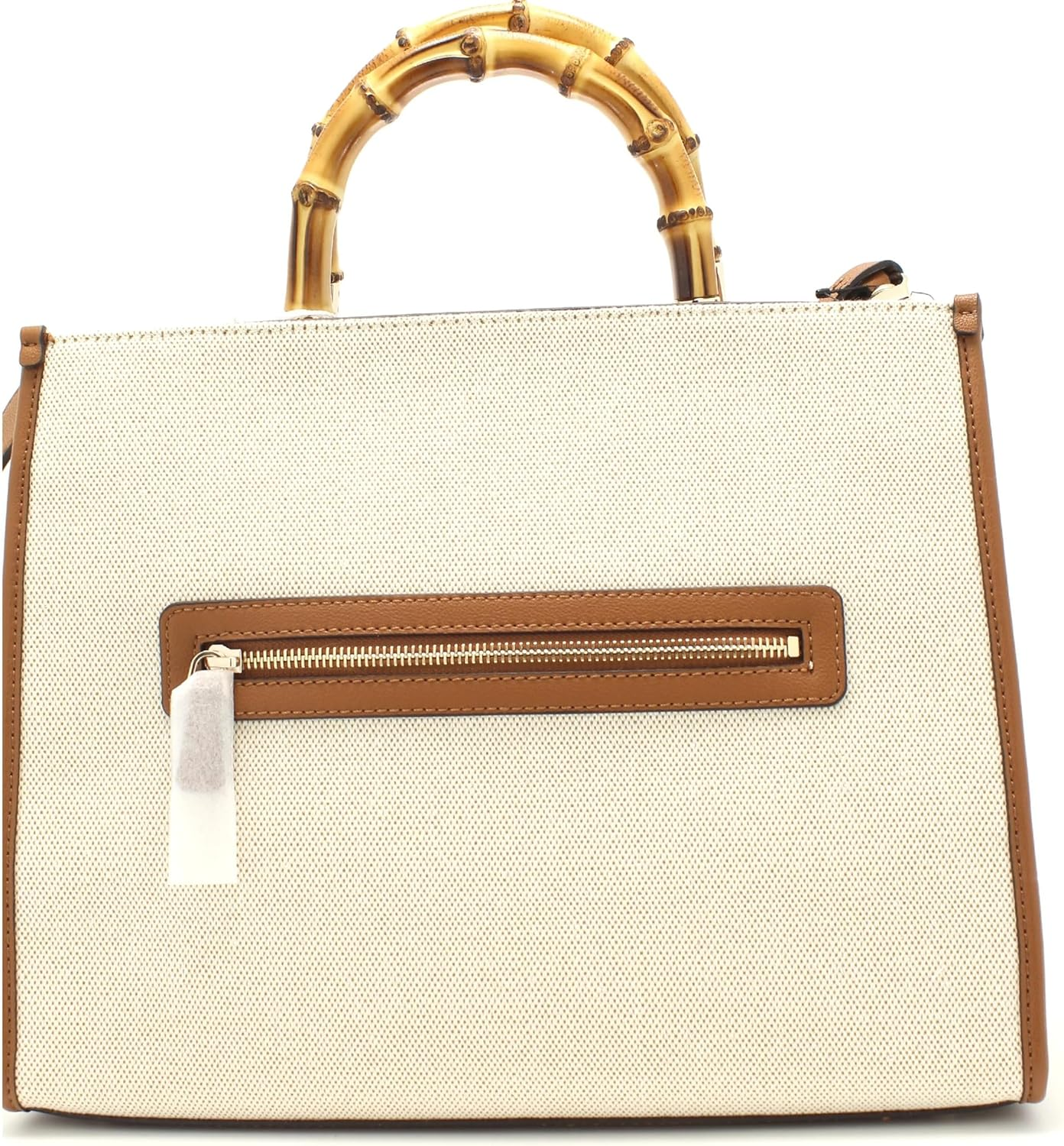 GUESS Kerima Bamboo 2 Compartment Tote – Natural/Milk Logo