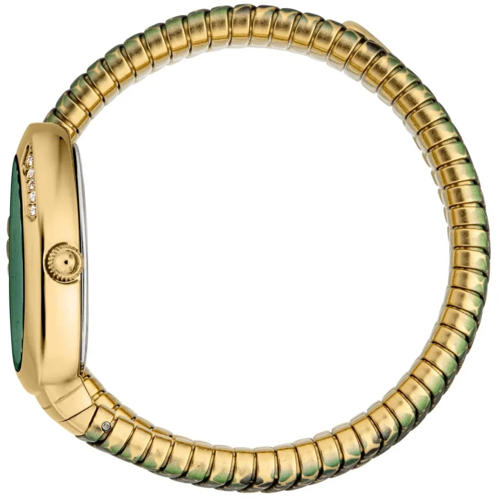 Just Cavalli JC1L251M0035 Women’s Signature Snake Watch – Full Green Stainless Steel Bracelet with Green Dial, Oval Luxury Quartz Timepiece