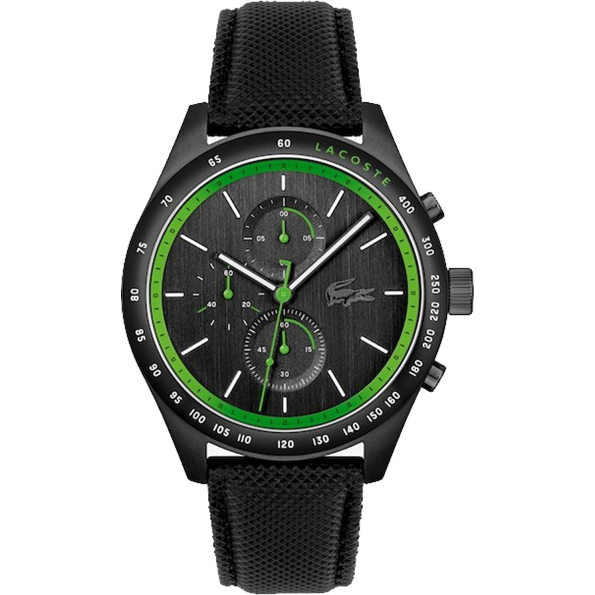 Lacoste Apext 2011296 Men’s Chronograph Watch – Black Stainless Steel & Leather 44mm Quartz