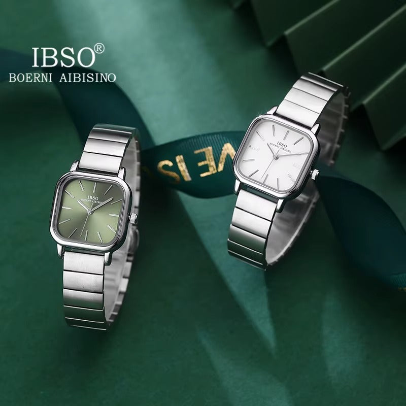IBSO S1206G Women's Quartz Watch – Green Dial with Silver Stainless Steel Bracelet
