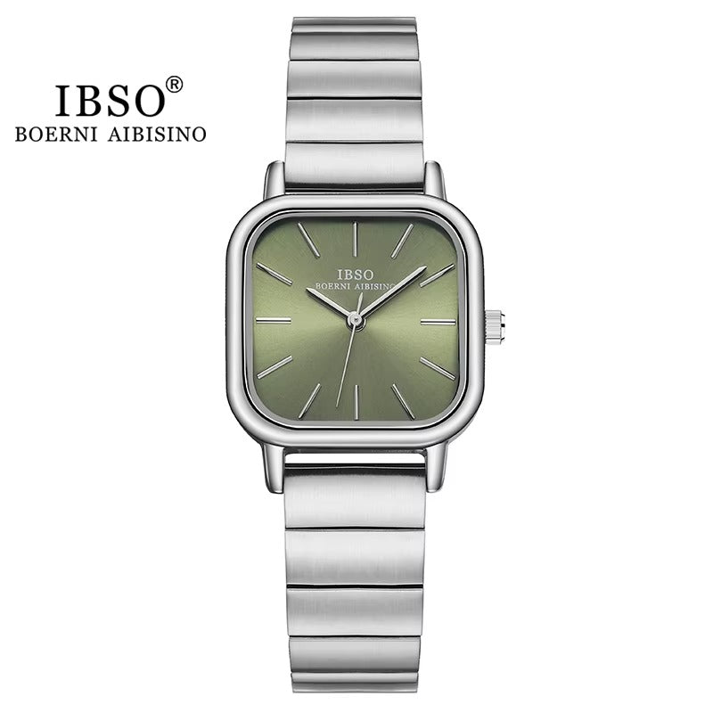 IBSO S1206G Women's Quartz Watch – Green Dial with Silver Stainless Steel Bracelet