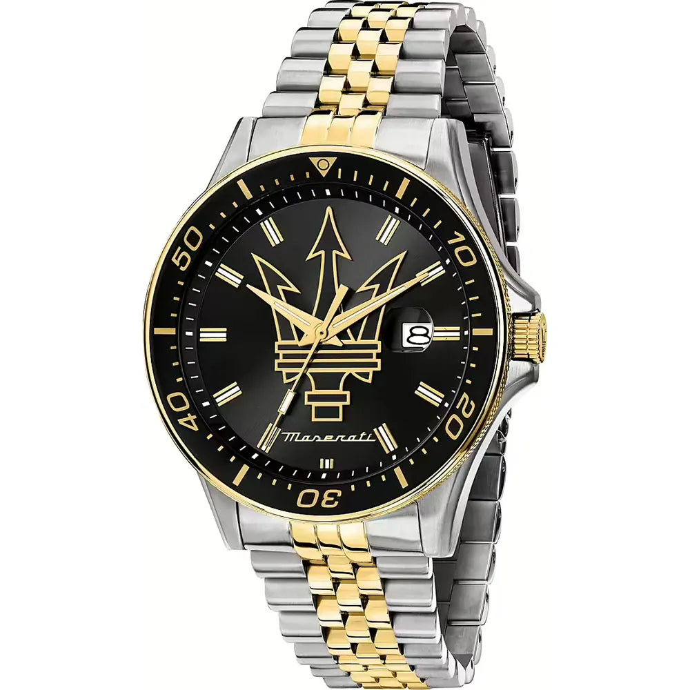 MASERATI R8853140009 SFIDA 44MM 3H BLACK DIAL SS+YG BR