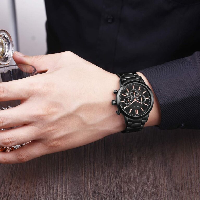 Mini Focus MF0188G-01 Men’s Black Stainless Steel Analog Watch – 38mm Quartz Timepiece with Date Display