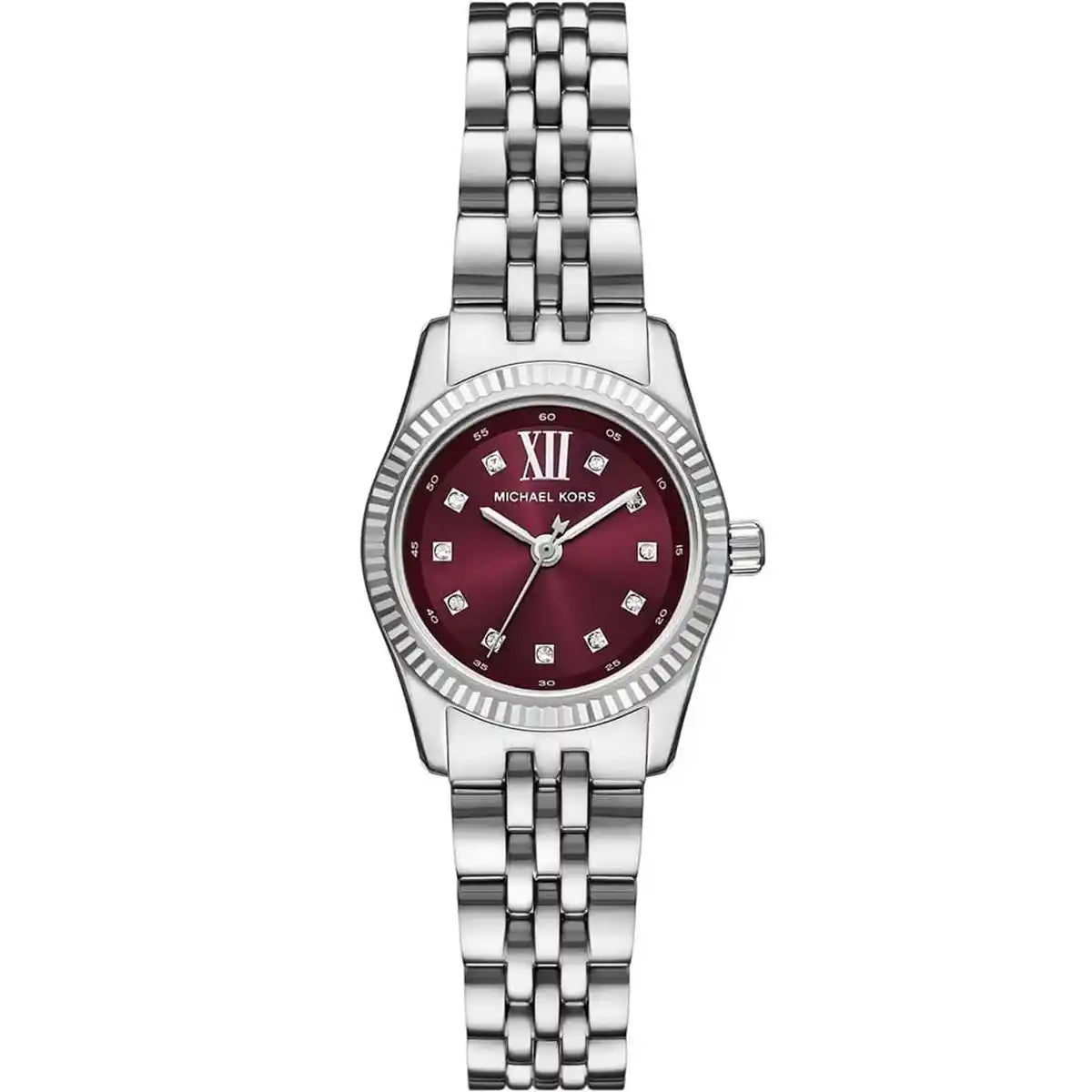 Michael Kors Lexington MK4968 Women’s Analog Round Watch – Burgundy Dial & Silver Strap