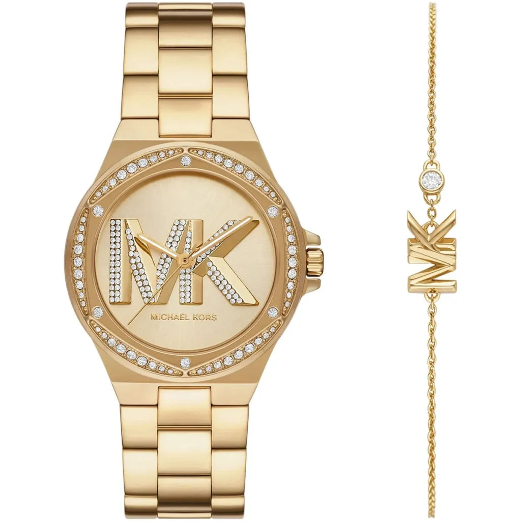 Michael Kors Lennox Women’s Watch Set – Gold Stainless Steel Elegant Design | 37mm | MK1062SET