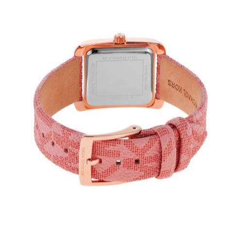 Michael Kors Emery MK2966 Women’s Quartz Watch – Red Dial Pink PVC Strap Rose Gold-Tone Case
