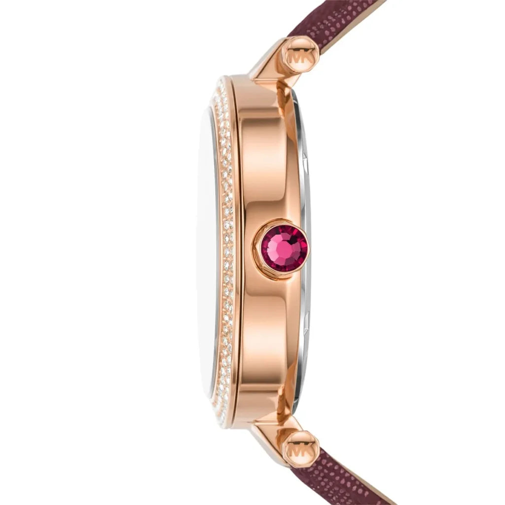 Michael Kors Women’s Analog Watch MK2974 – Rose Gold Dial with Burgundy Strap