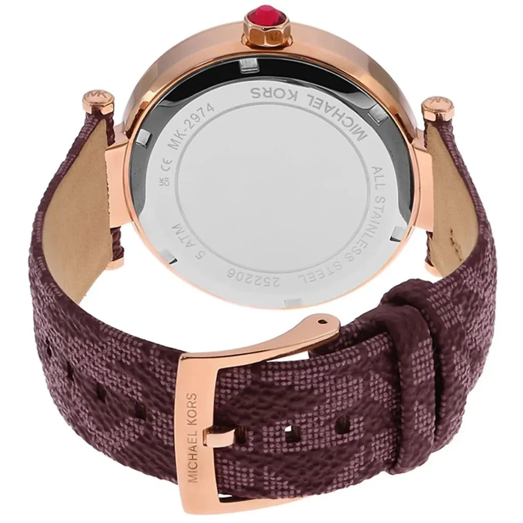 Michael Kors Women’s Analog Watch MK2974 – Rose Gold Dial with Burgundy Strap