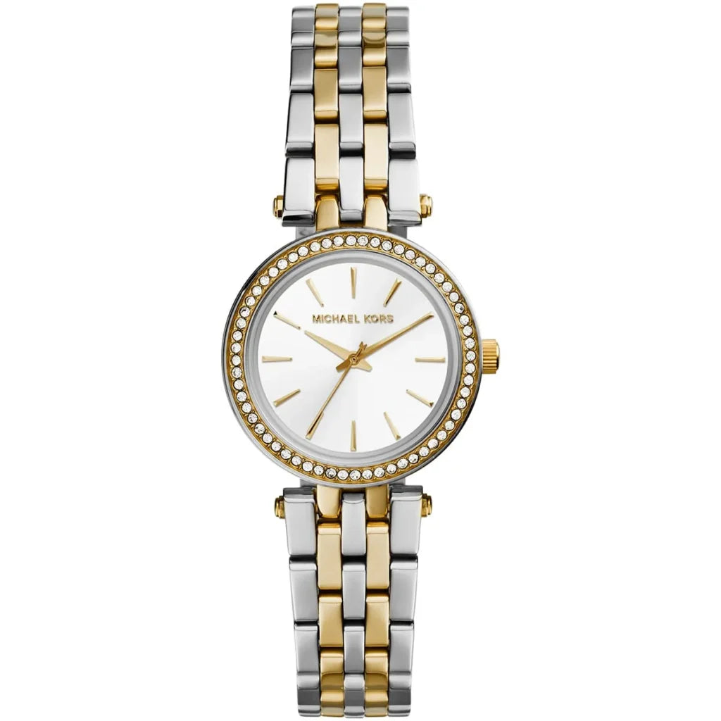 Michael Kors MK3323 Darci Petite Two-Tone Watch for Women – Silver Dial, 28mm