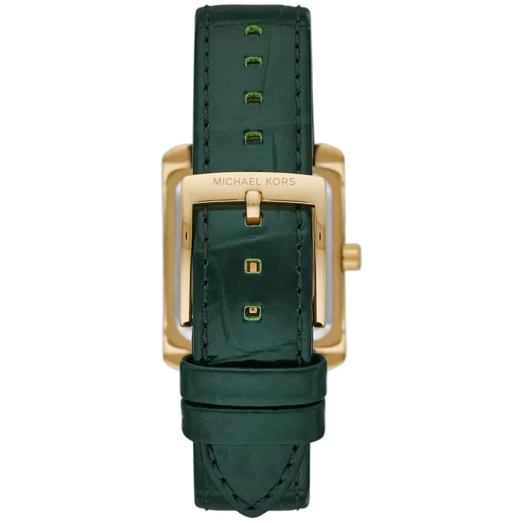 Michael Kors Emery MK4697 Women’s Watch – Black Square Dial, Green Genuine Leather Strap, 27mm, Quartz Movement, 50M Water Resistant