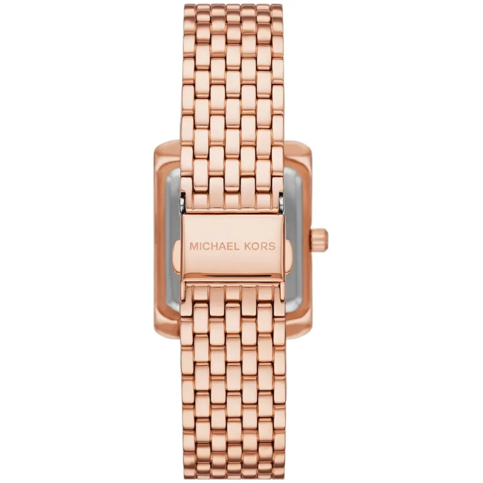 Michael Kors Mini Emery MK4743 Women’s Watch – Rose Gold Stainless Steel Bracelet & White Dial | 33mm Square Quartz Elegant Timepiece