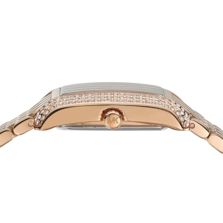 Michael Kors Mini Emery MK4743 Women’s Watch – Rose Gold Stainless Steel Bracelet & White Dial | 33mm Square Quartz Elegant Timepiece