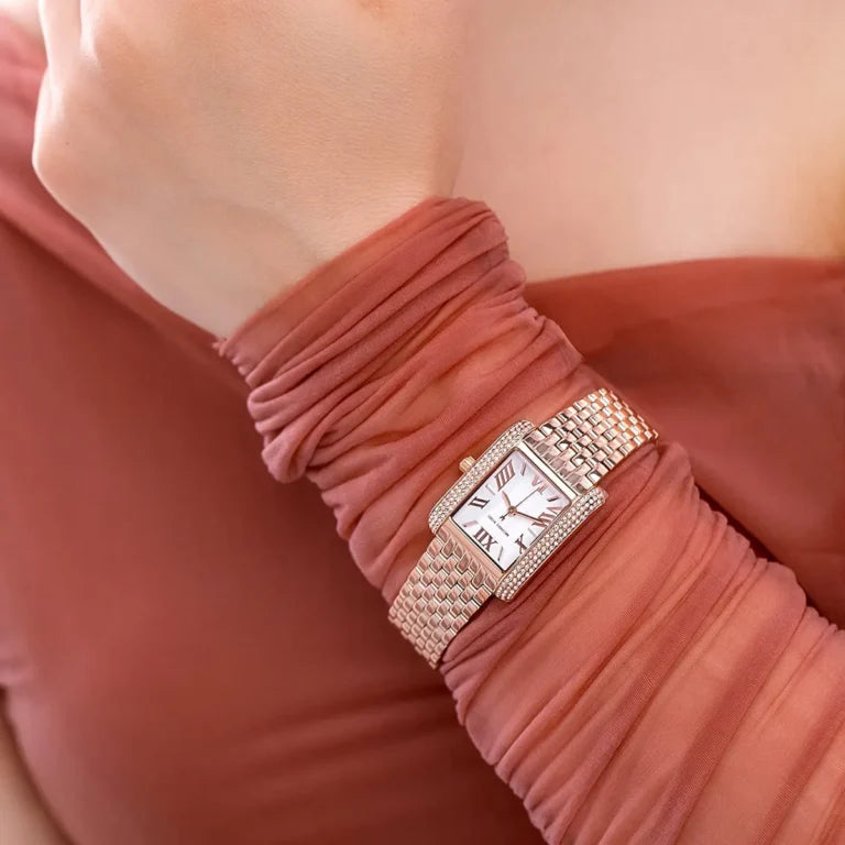 Michael Kors Mini Emery MK4743 Women’s Watch – Rose Gold Stainless Steel Bracelet & White Dial | 33mm Square Quartz Elegant Timepiece