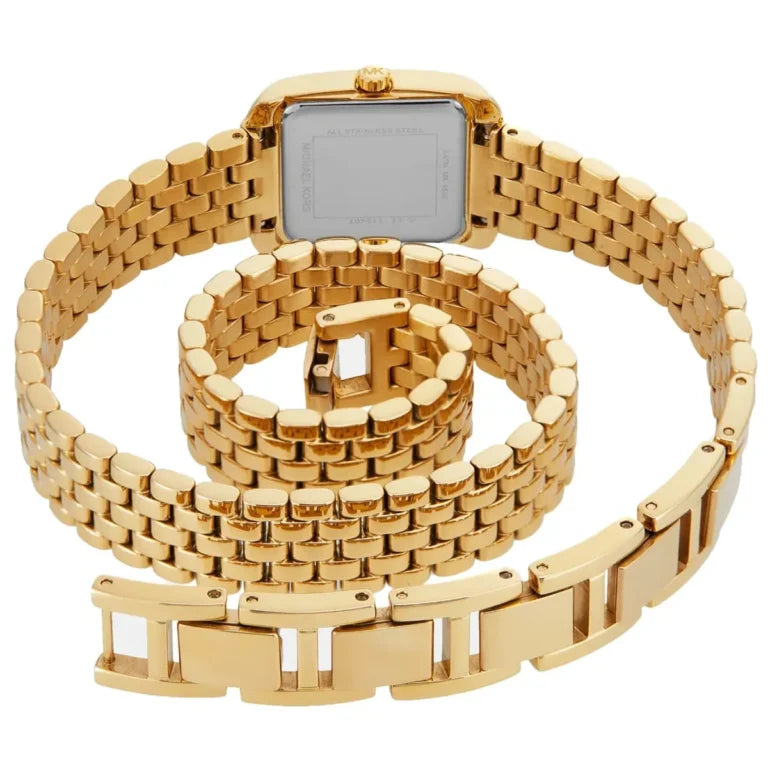 Michael Kors Emery MK4833 Women’s Watch – Gold Stainless Steel Strap & White Dial | 22mm Square Elegant Quartz Watch