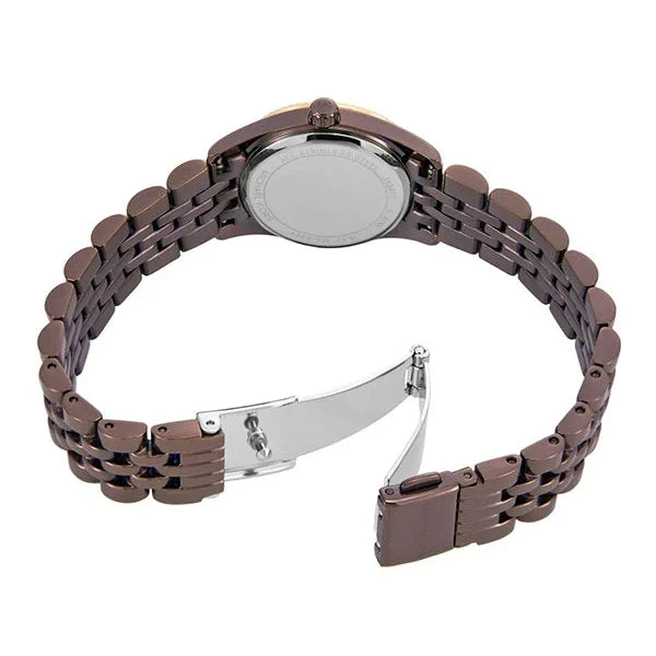 Lexington Analog Quartz Watch for Women, 26 mm Case Diameter, Rose Gold/Brown MK4844
